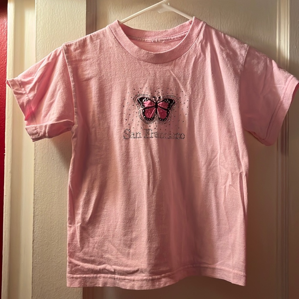 Pink San Francisco Butterfly Short Sleeve T-Shirt